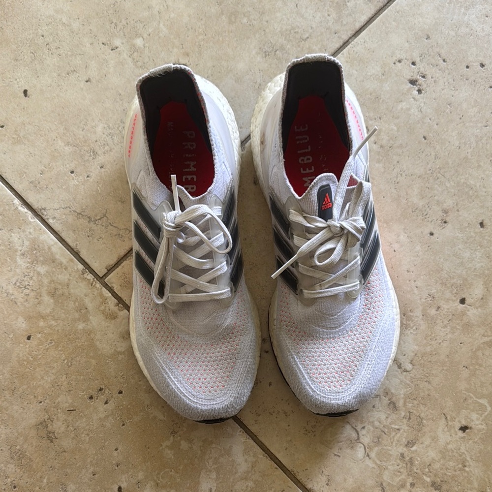 Adidas Ultraboost 21 White with Black Stripes